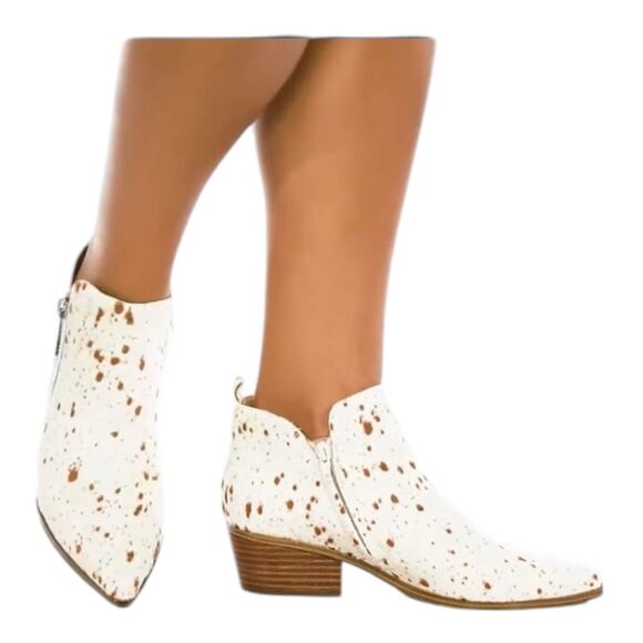 Nine West White Calf-Hair Ankle Bootie 8 Brown Pointy Toe - Picture 6 of 14